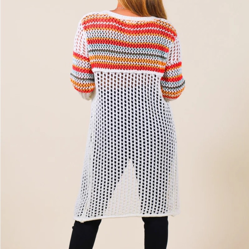 POL Cream Multicolor Stripe Knit Cardigan - Picture 4 of 6